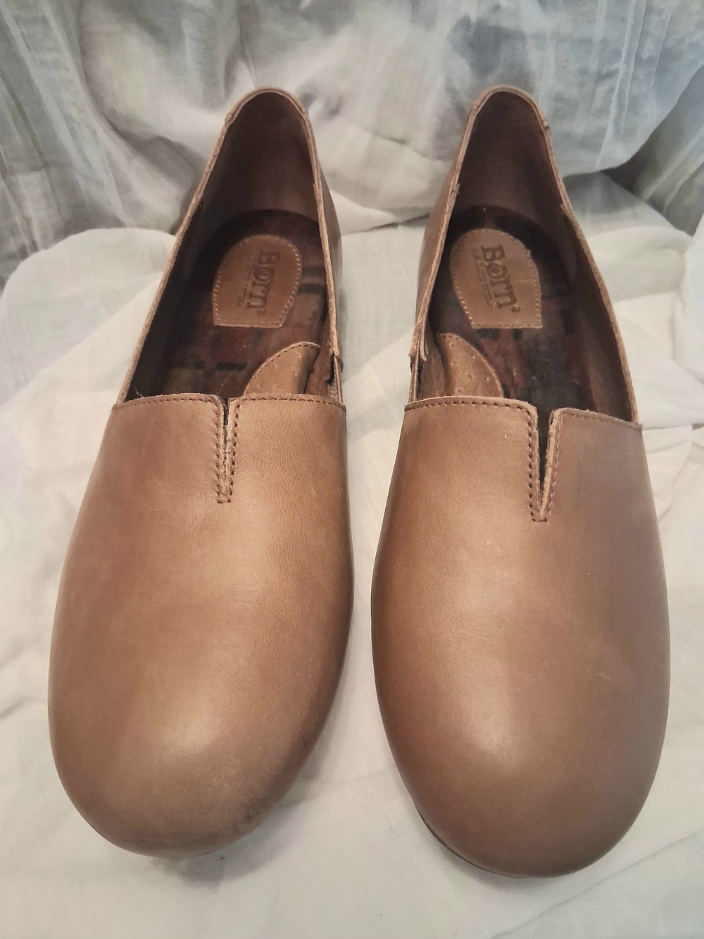 Born Women's Brown Leather Slip-On Loafers